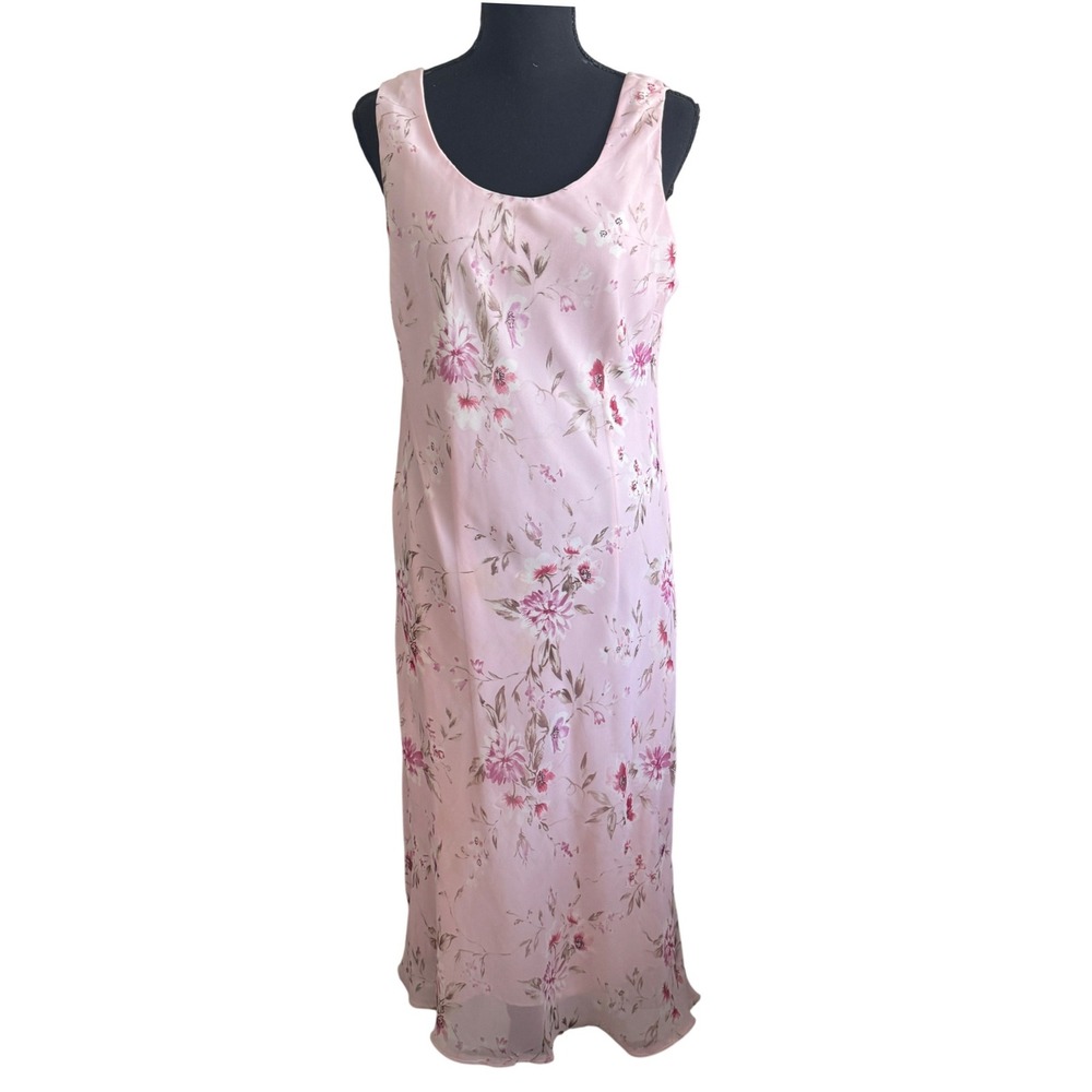 Vintage KS Collection Pink Floral Fairy Maxi Dress Size 14 Soft Girl Church